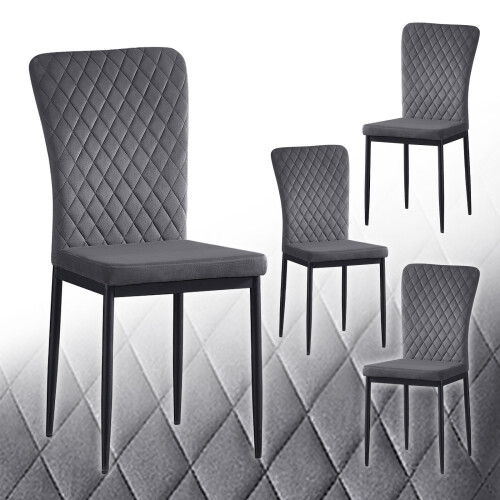 AINPECCA 4PCS Dinning Chair Velvet Grey High Backrest Home