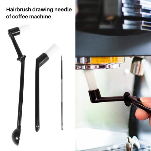 Coffee Machine Cleaning Brush with Spoon Tool Set 2