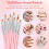 8-teiliges Farbstift-Set mit rosa Blütenblättern, Nagelbürste, Sho 10