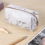 Estojo de lápis de papelaria de PU de mármore branco Makeu 3
