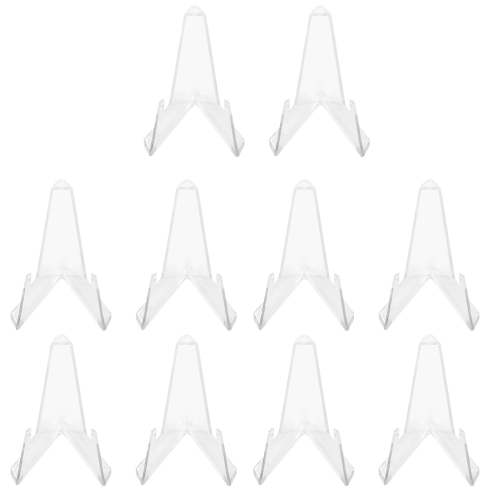 Semoic 10Pcs Small Acrylic Coin Display Stands - Triangular Easel, Crystal Clear, Lightweight, For Coins, Medals, Slabs & Collectibles