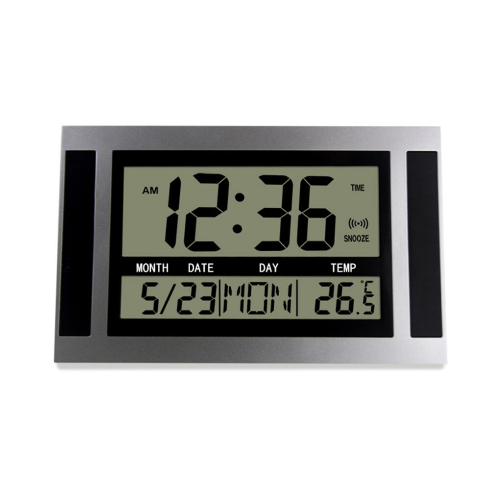 Reloj De Pared Digital Lcd Con NúMeros Grandes, Hora Y Temperatura-image