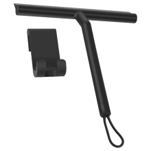 Rodo de silicone para chuveiro com gancho e cordão, preto