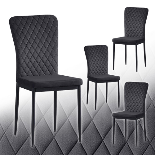 AINPECCA (Black, 4PCS) Dinning Chair Velvet High Backrest