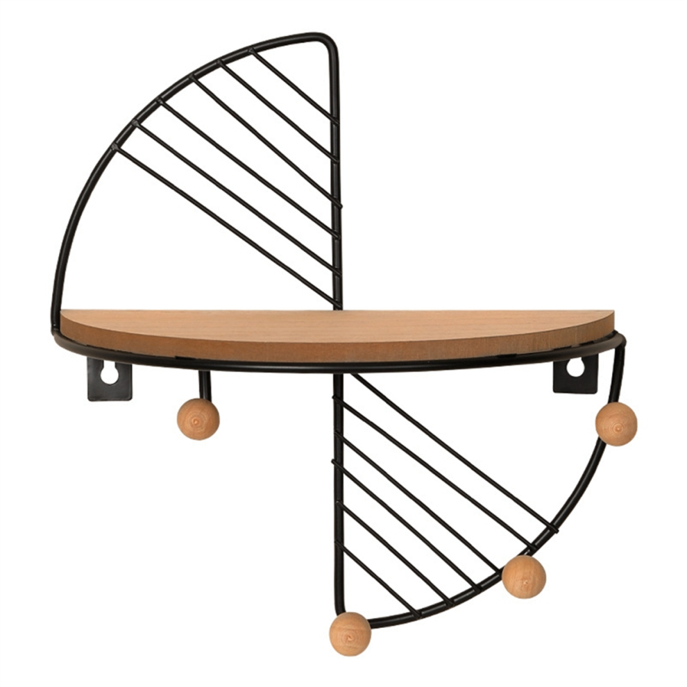 Fan Shape Floating Shelves Metal Wall Decor,Wood W 4852206190254
