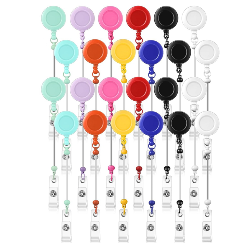 24 stk Beadable ID-kortholdere med trekkbare klips 1