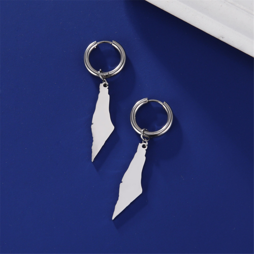 D Silver Color Palestine Map Dangle Earrings Women 2