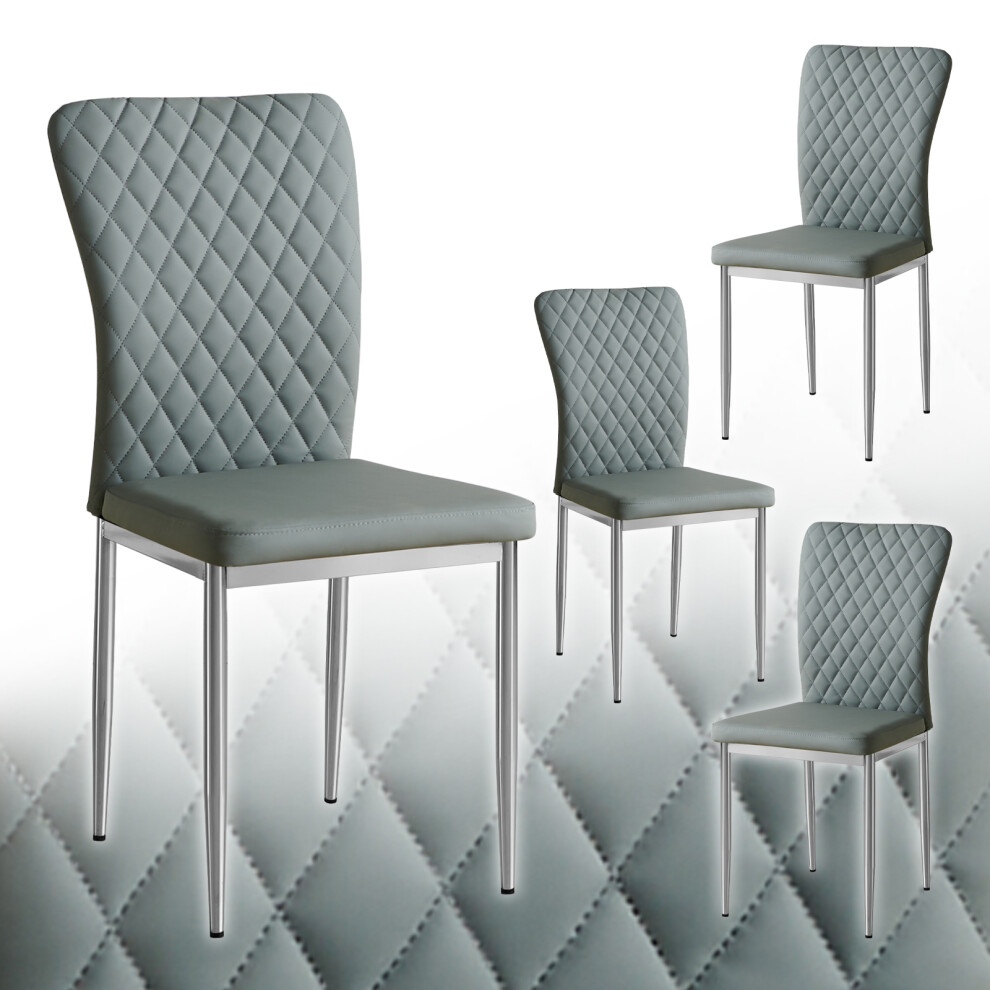 Ainpecca 4Pcs Dinning Chair Pu Blue Grey High Backrest Home