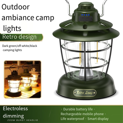 Tente de camping multifonctionnelle d'extérieur avec lanterne rétro 2
