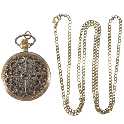 Reloj de bolsillo retro de bronce antiguo con diseño de telaraña 1