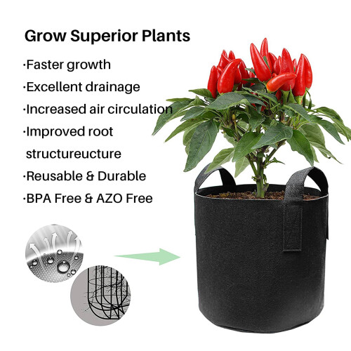 Set de 20 saci de cultivare de 2 galoni, ghivece textile 2