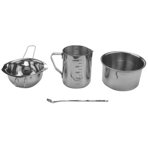 4-sæt rustfrit stål dobbelt bain-marie gryde med langt håndtag