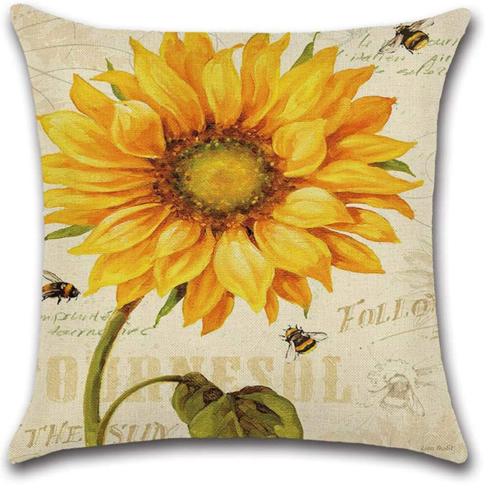 Coussin en lin tournesol pour intérieur et extérieur