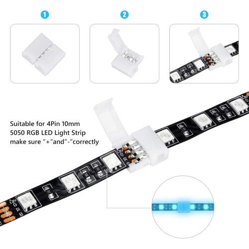 50 συσκευασίες συνδέσμων λωρίδας φωτισμού LED RGB 4 ακίδων 10 χιλιοστών 2