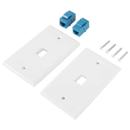 2er-Pack 1-Port-Ethernet-Wandplatte, RJ45 Cat6-Buchse