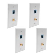 4-pak Ethernet- og koaksial vægpladeudtag med 1 CAT