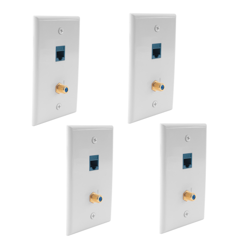 Set de 4 prize de perete Ethernet și coaxial, cu 1 Cat 1