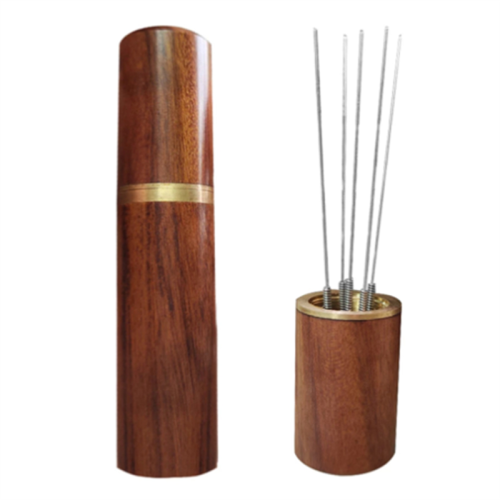 Kaffeestampfer Edelstahlnadeln Holzgriff 1