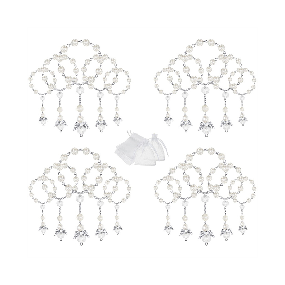 20 Pcs Baptism Acrylic Rosary Beads Mini Rosaries Semoic