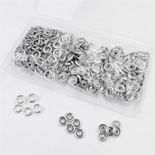 150 set di bottoni automatici in metallo argentato da 9,5 mm 2