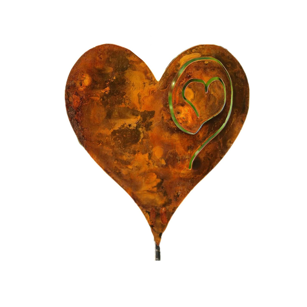 1 Pezzo Cuore Nel Giardino Arrugginito In Metallo 14Ga