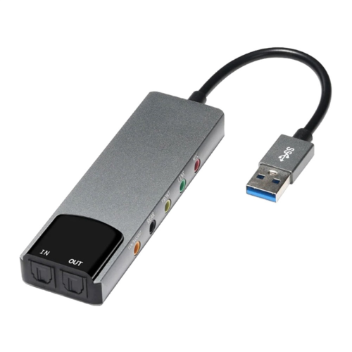 Placa de som externa USB 5.1 6 em 1 para computador