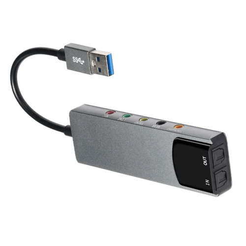 Placa de som externa USB 5.1 6 em 1 para computador 2