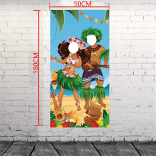 Banner de puerta con foto de pareja de Luau, decoración para fiesta hawaiana