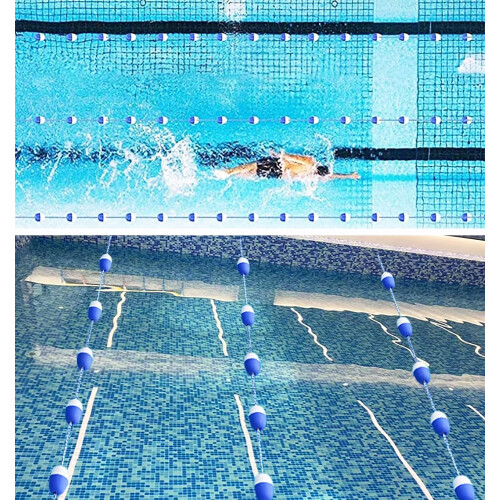 Swimming pool lane divider, rope, float, hook set, 10.9 m, pool buoy L1m/3.28ft 2