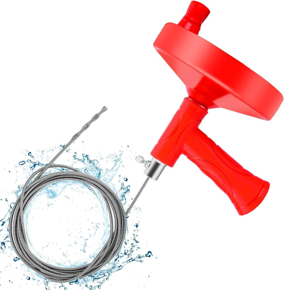 32 Ft Drain Snake Auger - Plumbing Snake With Flexible Claw Grabber, 1/4' Cable For Hair Clog 6276012722566