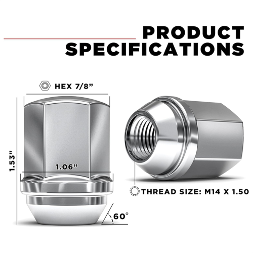 1709D-24AM Solid Piece Chrome M14x1.50 Duplex Bulg 2