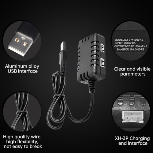 Chargeur 2S 7,4 V 2 en 1 avec connecteur XH-3P 2