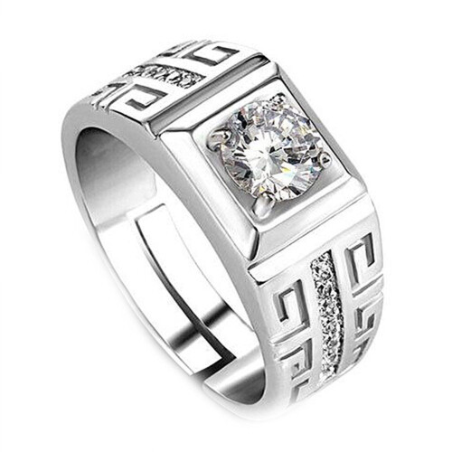 1 τεμάχιο Elegant Diamond Ανδρικό Δαχτυλίδι με Κρύσταλλο και Ανοιχτό Δαχτυλίδι 2