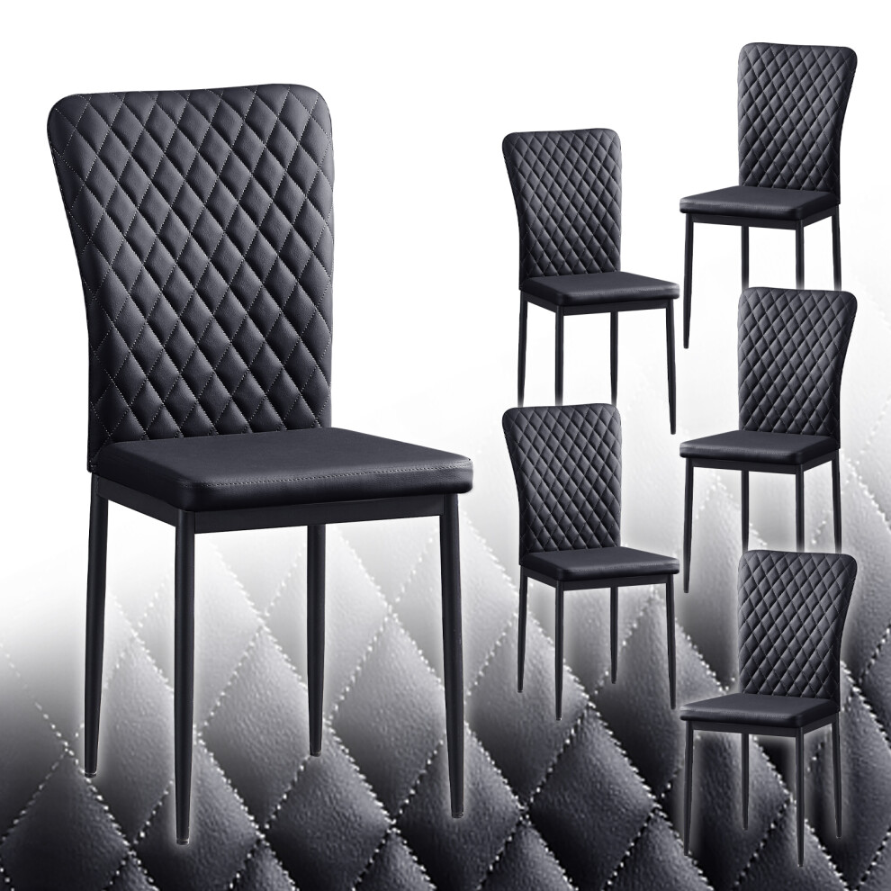 Ainpecca (Pu Black, 6) Light Luxury Dinning Chair Office Backrest Bedroom
