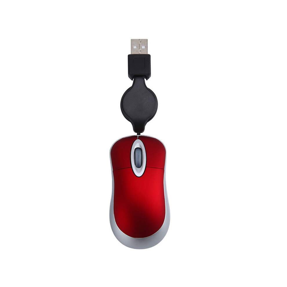 Mini USB Wired Mouse Retractable Cable Tiny Small