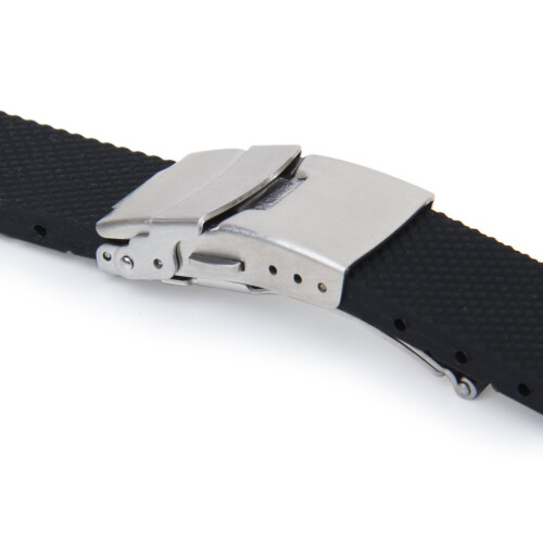 Watch Bands Sport Black Silicone Rubber Strap Depl 2