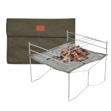 Outdoor Heated Fire Pits, Wood Fired Charcoal Grill, Outdoor BBQ Fire Pits Folding Stainless Steel Campfire Grill for Picnics