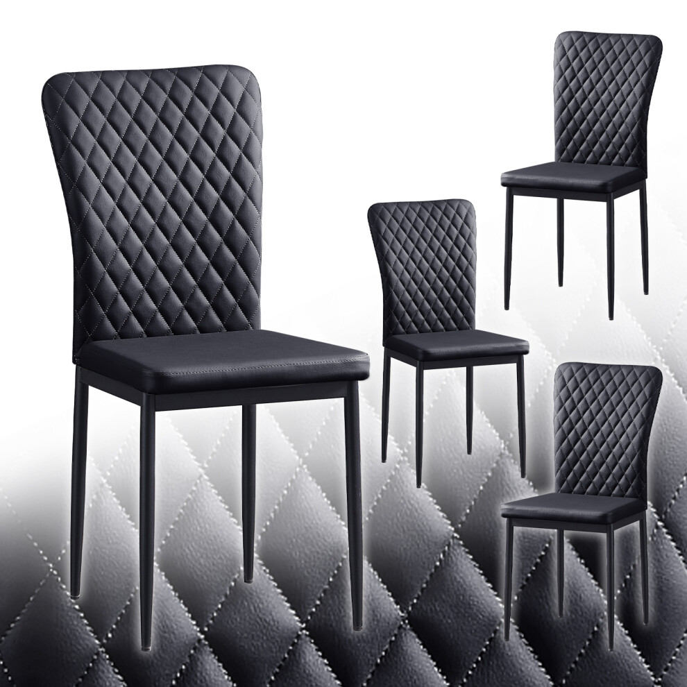 Ainpecca 4Pcs Dinning Chair Pu Black High Backrest Bedroom