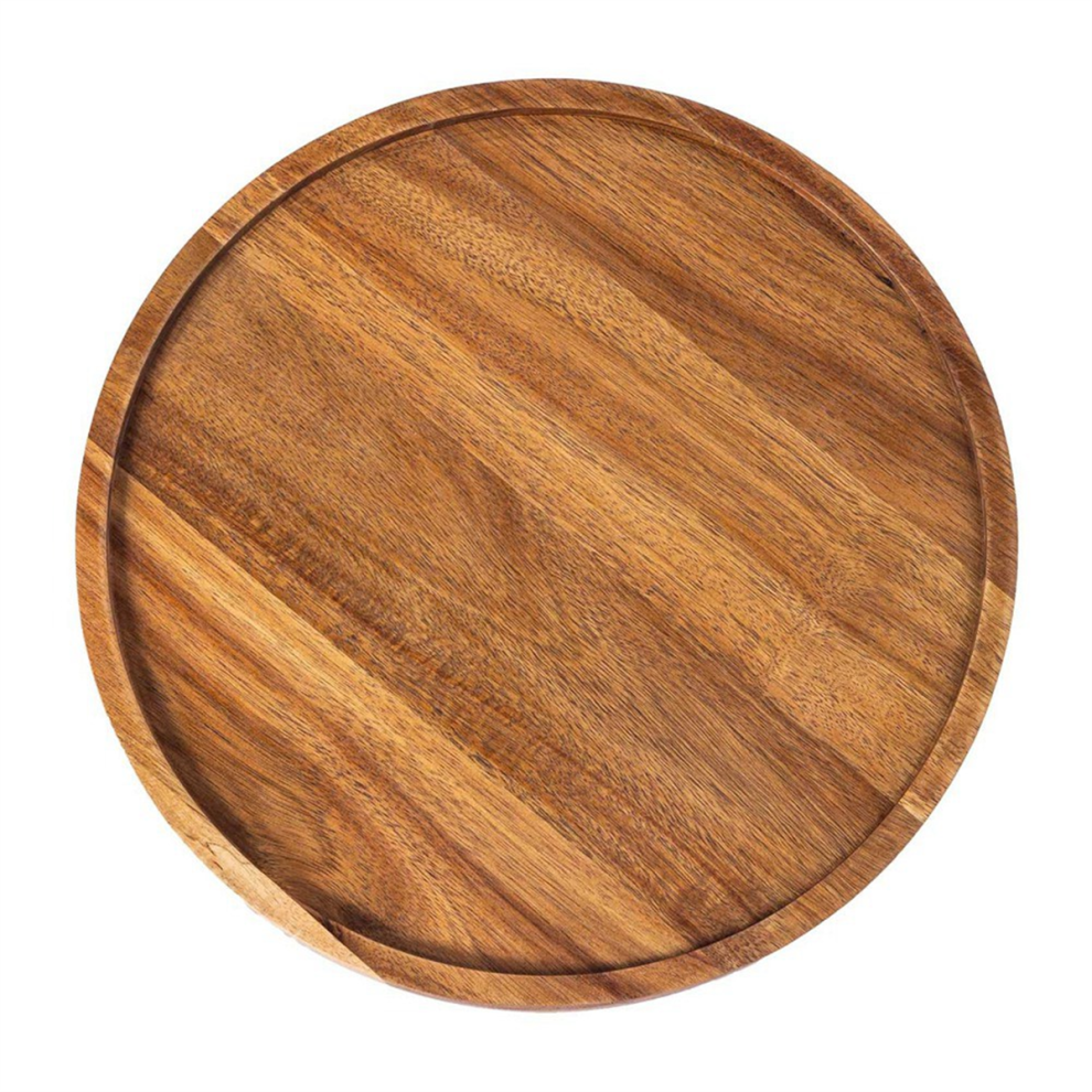 Plateau rond en bois, plateau de service en bois, plat de service