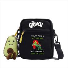 (Black1) Pattern Grinch Christmas Single Shoulder Crossbody Bag Storage Internal With
