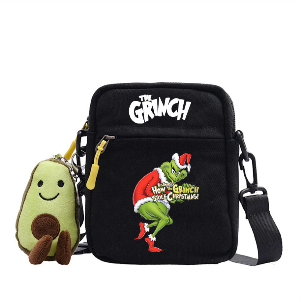 (Black5) Pattern Grinch Christmas Single Shoulder Crossbody Bag Storage Internal With