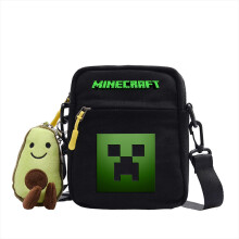 (Black 4) Singleshoulder Minecraft Pattern Crossbody Bag With Pockets Internal Zipper