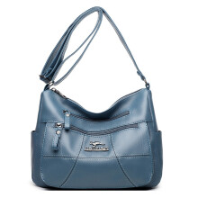 (Blue) Three Kangaroo Dimensional Multifunctional Pu Leather Bag Daily Women Pockets