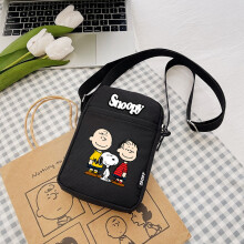 (Black 2) Printing Pattern Snoopy Canvas Single Shoulder Crossbody Gifts Fashion Bags