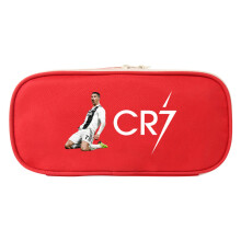(Red 4) Cr7 Printing Pattern Canvas Stationery Pen Case Large Capacity Bag Gift Pen