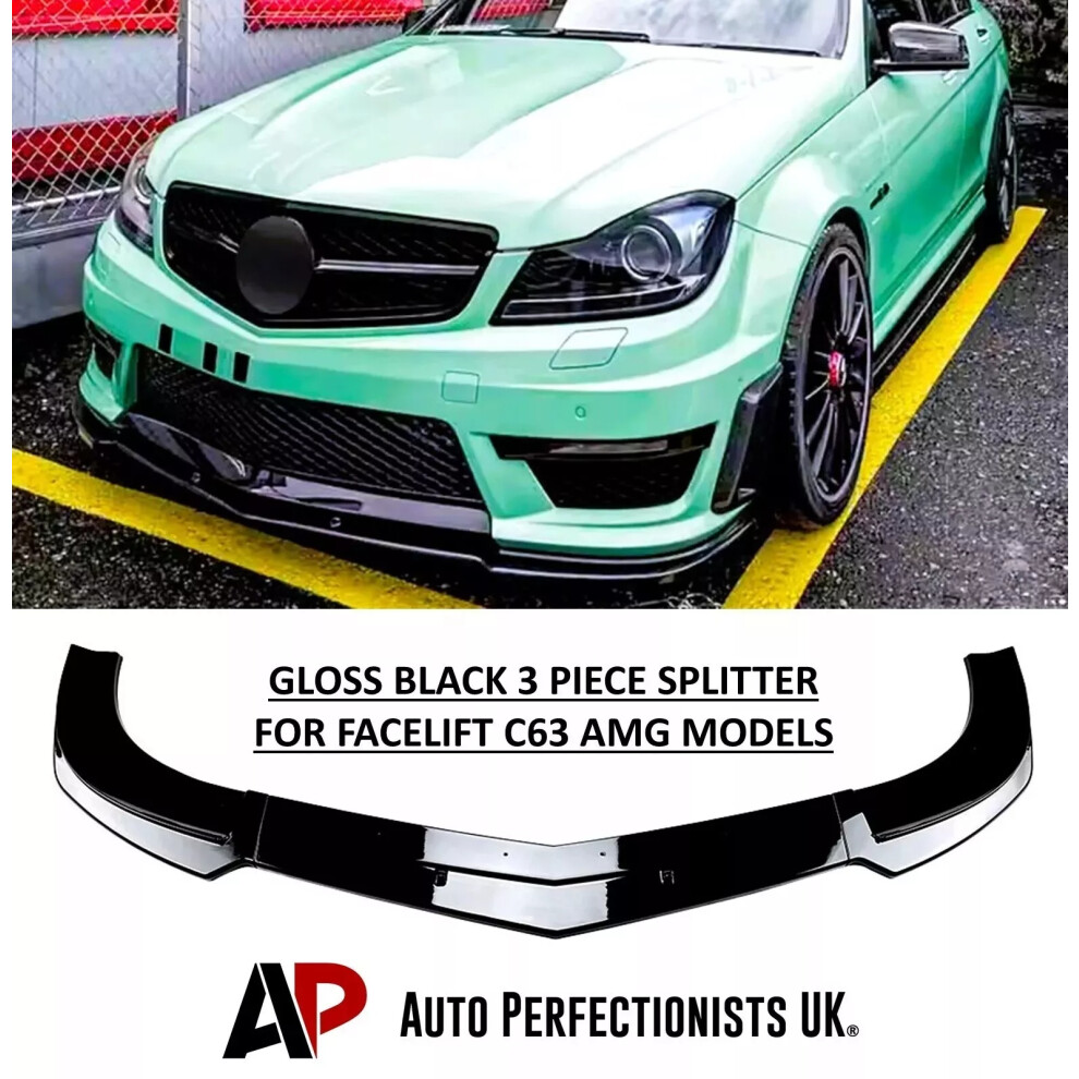 For Mercedes C63 Amg W204 Facelift Splitter Spoiler Lip 2011-2014 Black 5061072667343