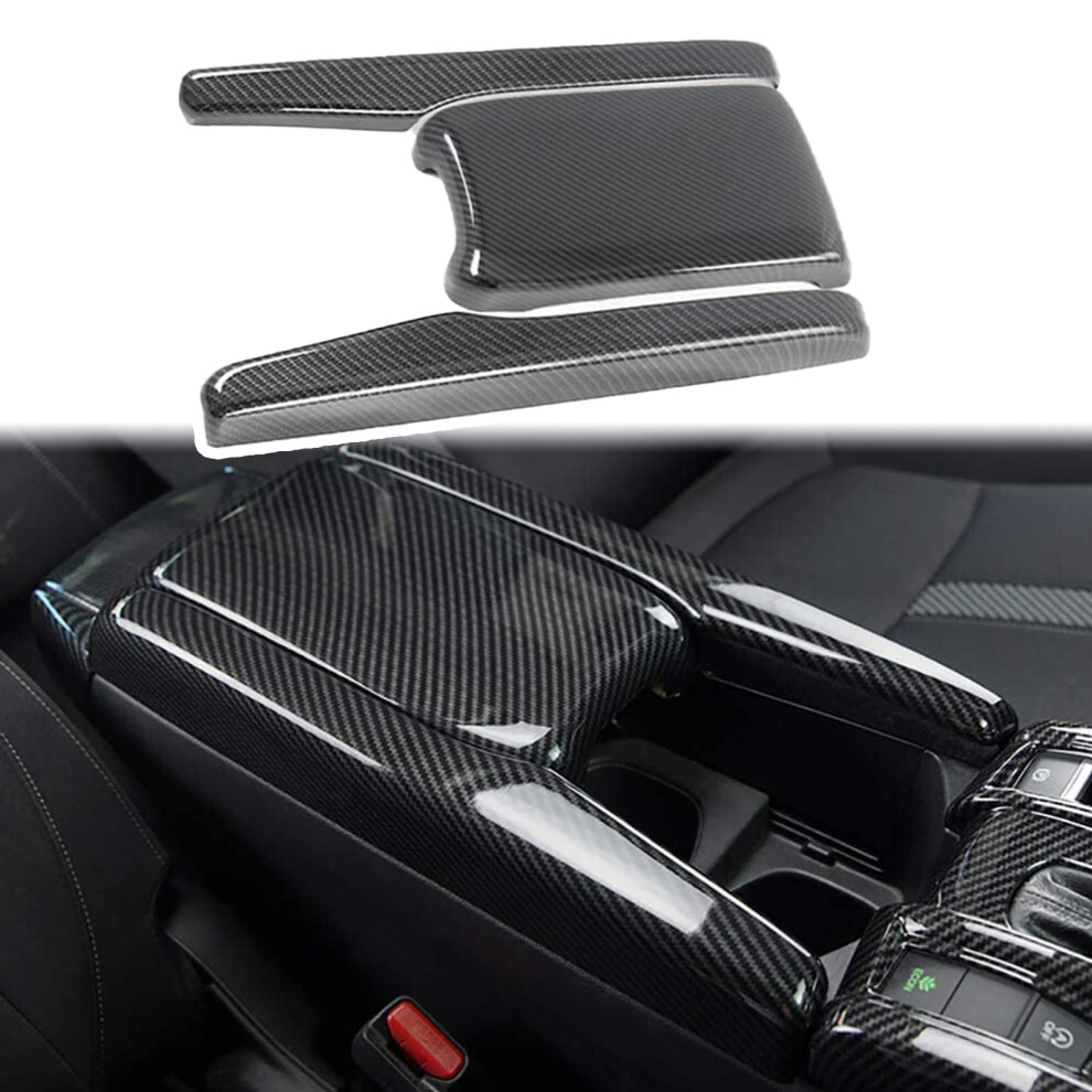Center Console Trim Cover Compatible With Honda Civic 10Th Generation 2016 Center Armrest Box Abs Carbon Fiber (3Pcs) Black 6276012688305