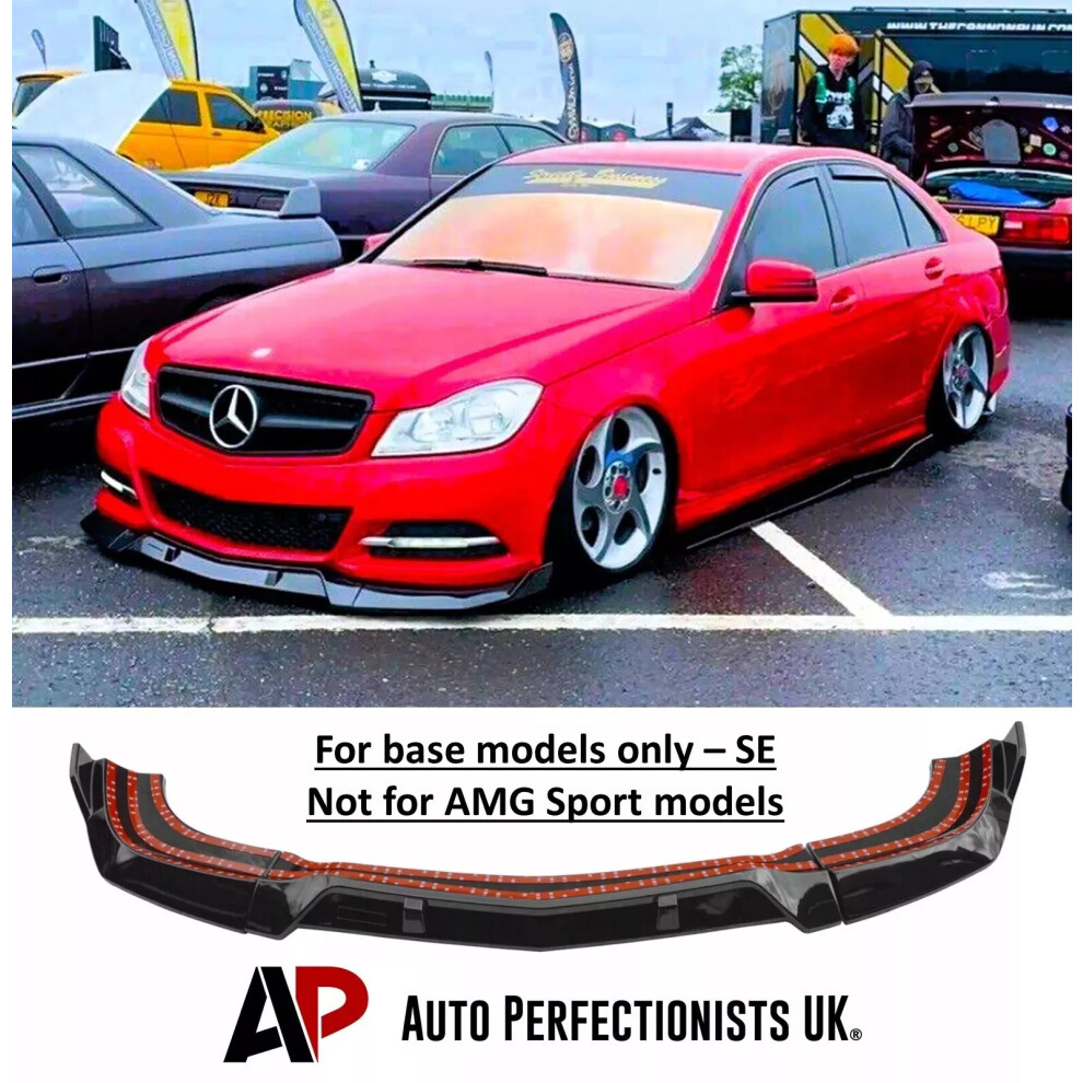 For Mercedes C Class Se B Style W204 Splitter Spoiler Lip Black 5061072660412