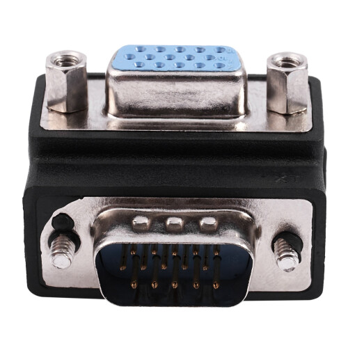 Adaptador VGA macho a hembra M/F en ángulo recto de 15 pines 2