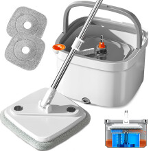 Spin Mop and Bucket Set with Self Separation Dirty and Clean Water System, Self Wringing 360 Rotating
